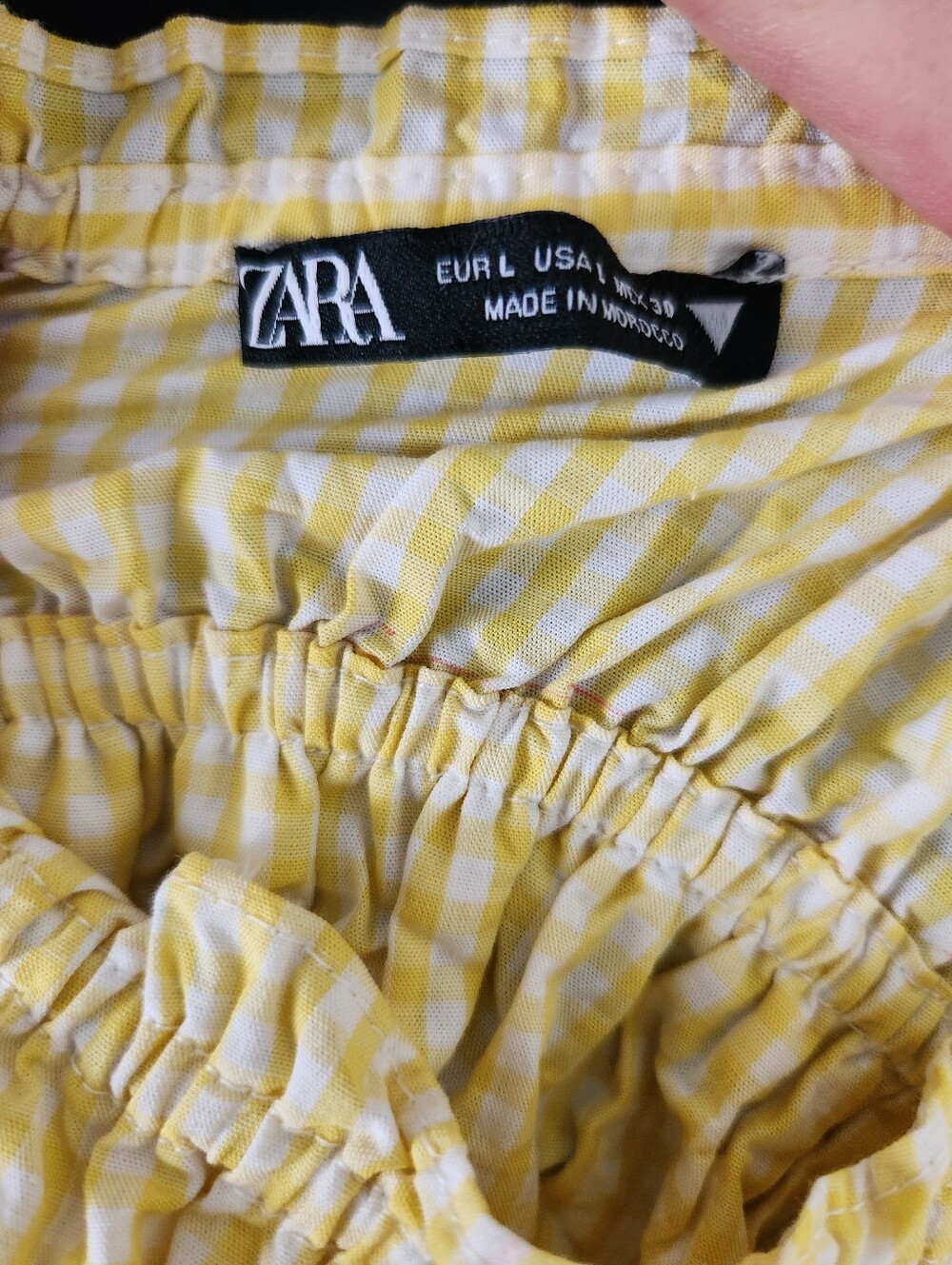 Zara Gingham Yellow Checked Crop Tank Top Milkmaid Coquette Style Size Medium - Picture 5 of 7
